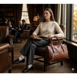 Vintage Fossil Estate Leather Duffle Satchel 75082 Brown Heritage Boho well worn